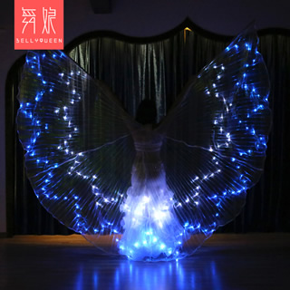36 Colors Change Isis Wing Belly Dance Costume Props Light Up Led Dance Capes With Telescopic Stick